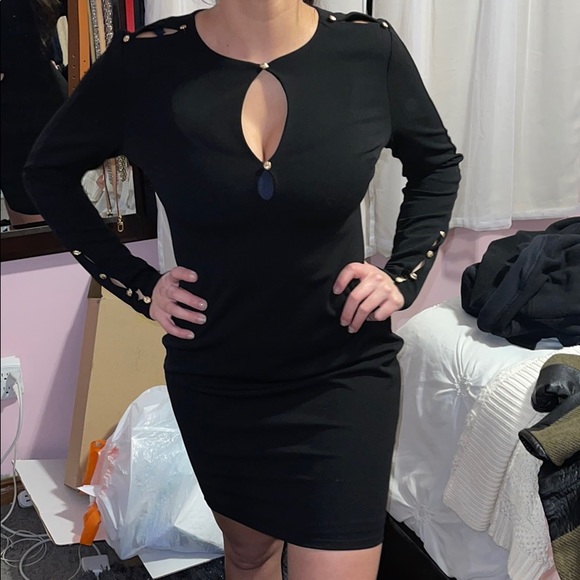 Black Long Sleeve Cocktail Dress - Picture 1 of 3